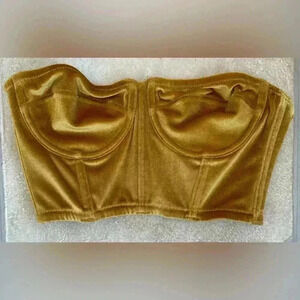 Urban Outfitters Women's Yellow and Gold Corset Top With Boning; size S